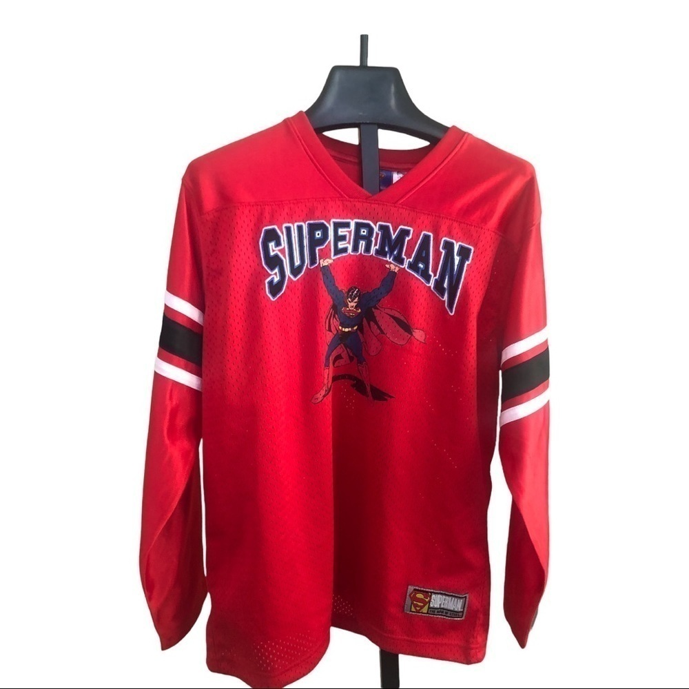 Vintage Superman Red Eagle Crest Logo Long Sleeve T Shirt Size L DC Comiβ¦